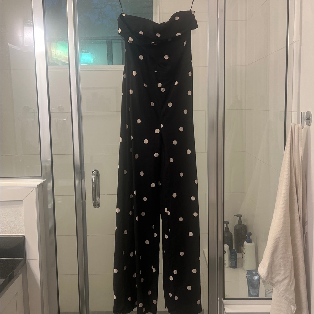 Sezane Black Jumpsuit with White Dots - Picture 2 of 7